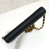 シャネル ココマーク マトラッセ サテン チェーン ショルダーバッグ ブラック