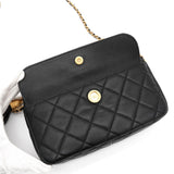 シャネル マトラッセ カーフスキン フリンジチェーン ショルダーバッグ ブラック 箱付き