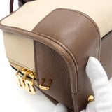 ロエベ アマソナ28 レザー バイカラー ハンドバッグ ベージュ / ブラウン