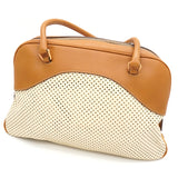 プラダ ロゴ パンチングレザー ハンドバッグ ベージュ