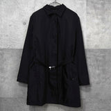 プラダ ナイロン 中綿 ステンカラーコート ブラック ウエストベルト付き