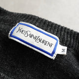 イヴサンローラン ヴィンテージ YSLロゴ ウール ニット チャコールグレー