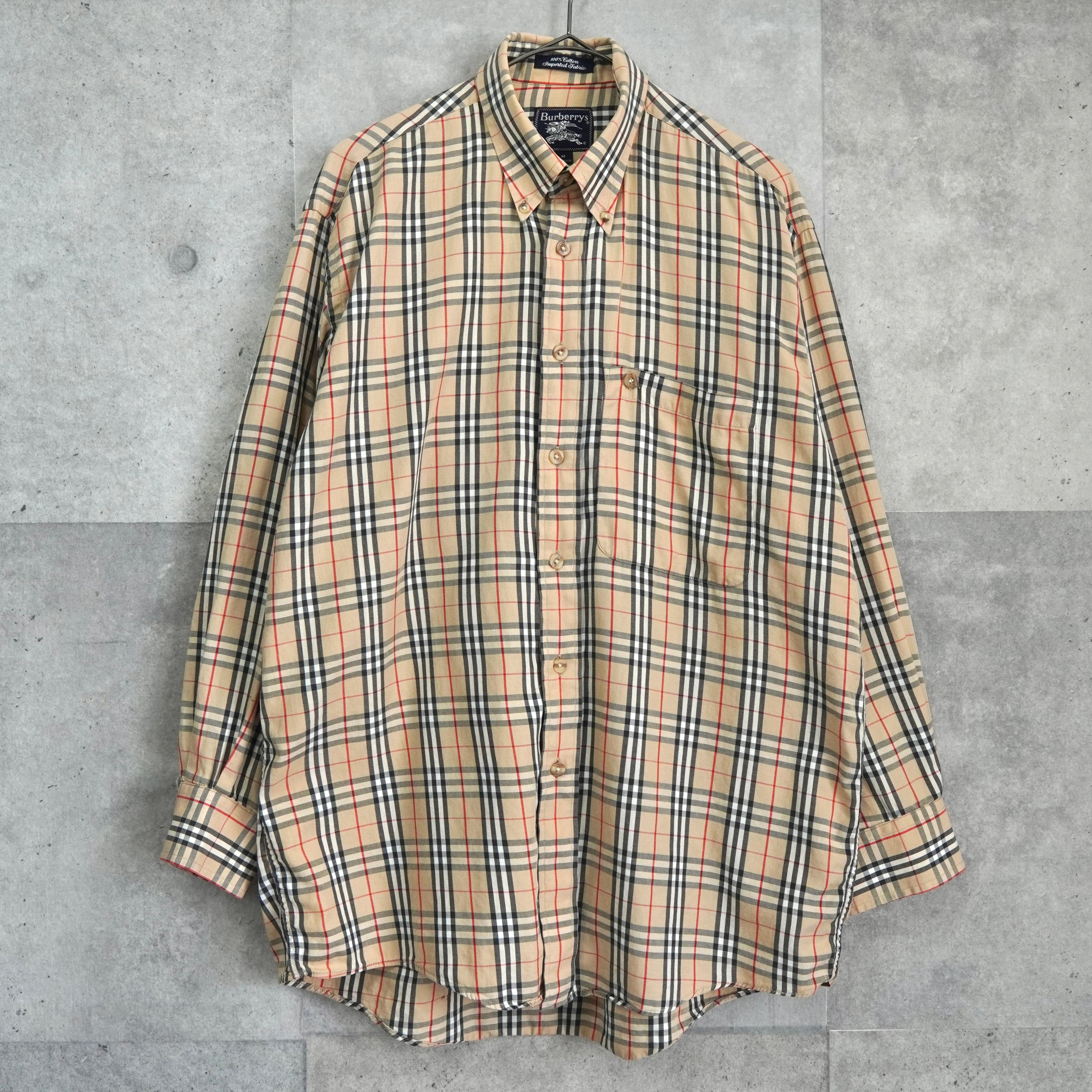 【株DAICHI】バーバリーブリット ノバチェック ポロシャツ ベージュ 新品】BURBERRY LONDON 襟ノバチェック長袖ポロシャツXL
