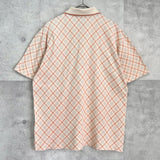 イヴサンローラン ヴィンテージ チェック柄 YSLロゴ 刺繍 ポロシャツ アイボリー