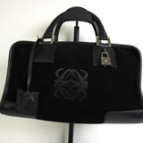 ロエベ アマソナ28 スエード / レザー ハンドバッグ ブラック