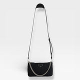 プラダ キルティング トライアングルロゴ テスート ナイロン 2way ショルダーバッグ チェーン ハンドバッグ ブラック