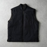 イヴ サンローラン ヴィンテージ リバーシブル YSLロゴ 刺繍 チェック柄 中綿ベスト ブラック / グレー