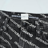 アレキサンダー ワン ロゴ 総柄 デニム ブラック レディース