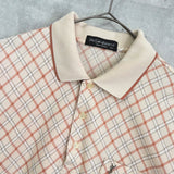 イヴサンローラン ヴィンテージ チェック柄 YSLロゴ 刺繍 ポロシャツ アイボリー