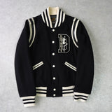 ヒステリックグラマー ガール ワッペン レザー切り替え ウール スタジャン ブラック