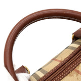 バーバリー ノバチェック PVC / レザー ミニボストンバッグ ハンドバッグ ベージュ レディース