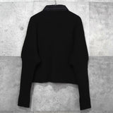 サカイ デニム ドッキング ウール ニット カーディガン ブラック / グレー