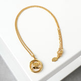 クレージュ ヴィンテージ ラウンド ロゴ ネックレス GP ゴールド