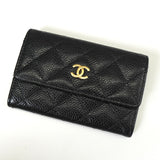 シャネル 1番台 ココマーク マトラッセ キャビアスキン カードケース ブラック - NEWSED