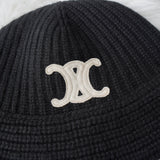 セリーヌ カシミヤ100% トリオンフ ニット バケットハット ニット帽 帽子 ブラック - NEWSED