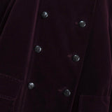 バーバリー ロンドン ホースロゴ 革ボタン ノバチェック裏地 ベロア ステンカラーコート ボルドー レディース