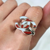 シャネル ココマーク ストライプ リング シルバー ブルー / レッド 11号 - NEWSED