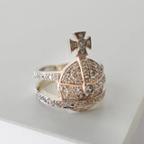 ヴィヴィアン・ウエストウッド オーブロゴ ピンクゴールドラインストーン 指輪 リング 箱付き 12.5号 - NEWSED