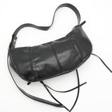 Half Shirring Ribbon Round Bag マーティン キム ロゴプレート リボン ワンショルダーバッグ ブラック