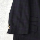 バーバリー ヴィンテージ ノバチェック ホースロゴ 金ボタン ダブル テーラードジャケット ネイビー メンズ