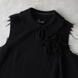 トリコ コムデギャルソン 2003年製 薔薇 装飾 カットオフ ウール ベスト レディース ブラック