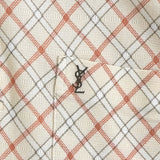 イヴサンローラン ヴィンテージ チェック柄 YSLロゴ 刺繍 ポロシャツ アイボリー