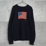 ポロ ラルフローレン 星条旗 ニット コットン ニット ネイビー