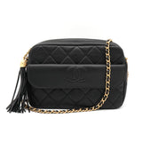 シャネル マトラッセ カーフスキン フリンジチェーン ショルダーバッグ ブラック 箱付き