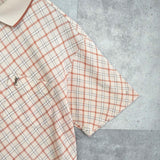 イヴサンローラン ヴィンテージ チェック柄 YSLロゴ 刺繍 ポロシャツ アイボリー