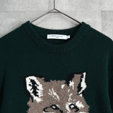 メゾン キツネ フォックスヘッド ニット ダークグリーン