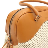 プラダ ロゴ パンチングレザー ハンドバッグ ベージュ