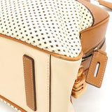 プラダ ロゴ パンチングレザー ハンドバッグ ベージュ