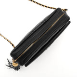 シャネル マトラッセ カーフスキン フリンジチェーン ショルダーバッグ ブラック 箱付き