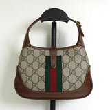 グッチ ジャッキー 1961 GGスプリーム / レザー 2way ミニ ハンドバッグ ショルダーバッグ ブラウン - NEWSED
