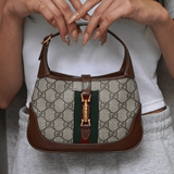 グッチ ジャッキー 1961 GGスプリーム / レザー 2way ミニ ハンドバッグ ショルダーバッグ ブラウン - NEWSED