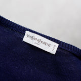 イヴ サンローラン ヴィンテージ 1990s 半袖ニット ストライプ柄 ネイビー レディース - NEWSED