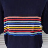 イヴ サンローラン ヴィンテージ 1990s 半袖ニット ストライプ柄 ネイビー レディース - NEWSED