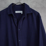 イヴ サンローラン 1990's ヴィンテージ 千鳥格子柄 ハウンドトゥース ネルシャツ 長袖シャツ ネイビー - NEWSED