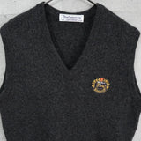 バーバリー 1990's ヴィンテージ 紋章ロゴ刺繍 ニット ベスト チャコールグレー - NEWSED