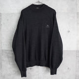 バーバリー 1990's ヴィンテージ モックネック ニット ホースロゴ 刺繍 グレー - NEWSED