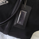 プラダ 1990's ヴィンテージ ポコノ テスート ナイロン サフィアーノレザー ボストンバッグ トライアングルロゴ ブラック - NEWSED