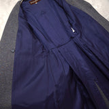 イヴ サンローラン 1990s ヴィンテージ シルク混 ヘリンボーン ダブル チェスターコート ロングコート レディース グレー - NEWSED