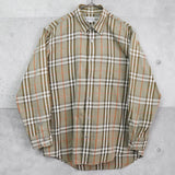 バーバリー 1990's ヴィンテージ ノバチェック ホースロゴ 総柄 長袖シャツ ベージュ - NEWSED