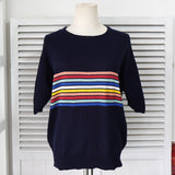 イヴ サンローラン ヴィンテージ 1990s 半袖ニット ストライプ柄 ネイビー レディース - NEWSED