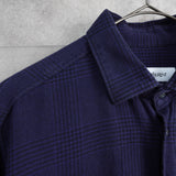 イヴ サンローラン 1990's ヴィンテージ 千鳥格子柄 ハウンドトゥース ネルシャツ 長袖シャツ ネイビー - NEWSED