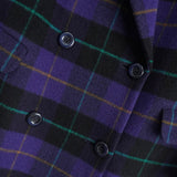 バーバリー 1990's ヴィンテージ チェック柄 ウール ダブル テーラードジャケット コート パープル - NEWSED