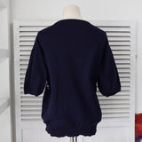 イヴ サンローラン ヴィンテージ 1990s 半袖ニット ストライプ柄 ネイビー レディース - NEWSED