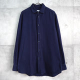 イヴ サンローラン 1990's ヴィンテージ 千鳥格子柄 ハウンドトゥース ネルシャツ 長袖シャツ ネイビー - NEWSED