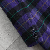 バーバリー 1990's ヴィンテージ チェック柄 ウール ダブル テーラードジャケット コート パープル - NEWSED