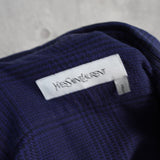 イヴ サンローラン 1990's ヴィンテージ 千鳥格子柄 ハウンドトゥース ネルシャツ 長袖シャツ ネイビー - NEWSED